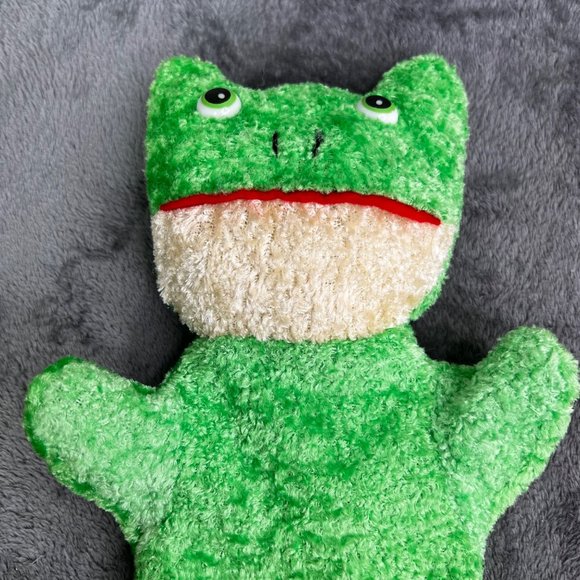 Vintage Dollar Tree Frog Hand Puppet Green Plush Stuffed Story Time - Picture 2 of 6